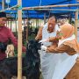 Kepala DKPP Sumenep, Chainur Rasyid, bersama petugas dan pengusaha saat memeriksa hewan kurban di simpang tiga Jl. Bumi Sumekar.