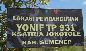 Sengketa lahan Batalyon Sumenep menunggu proses mediasi. Papan nama terpajang di lokasi pembangunan Jl. Lingkar Utara.