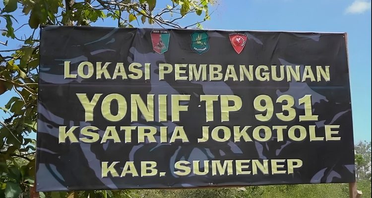 Sengketa lahan Batalyon Sumenep menunggu proses mediasi. Papan nama terpajang di lokasi pembangunan Jl. Lingkar Utara.