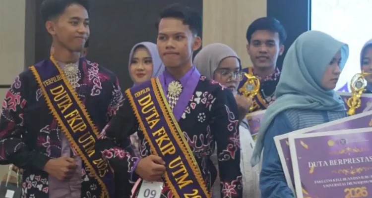 Peserta Duta FKIP UTM 2026, Mohammad Arga Setiawan Jamil saat ditetapkan sebagai Duta FKIP UTM 2026.