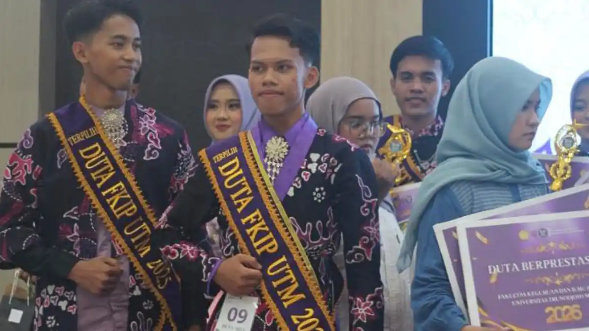 Peserta Duta FKIP UTM 2026, Mohammad Arga Setiawan Jamil saat ditetapkan sebagai Duta FKIP UTM 2026.