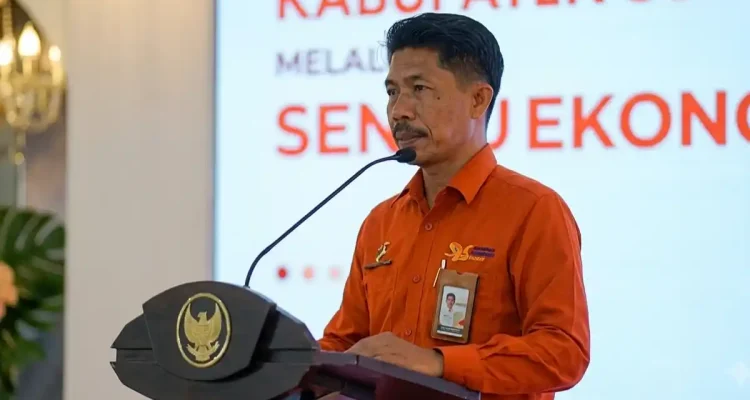 Kepala BPS Sumenep, Handoyo Wijoyo, saat sambutan dalam Sinergi Membangun Ekonomi Sumenep melalui Sensus Ekonomi 2026.