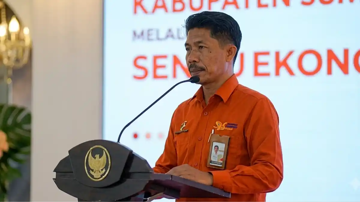 Kepala BPS Sumenep, Handoyo Wijoyo, saat sambutan dalam Sinergi Membangun Ekonomi Sumenep melalui Sensus Ekonomi 2026.