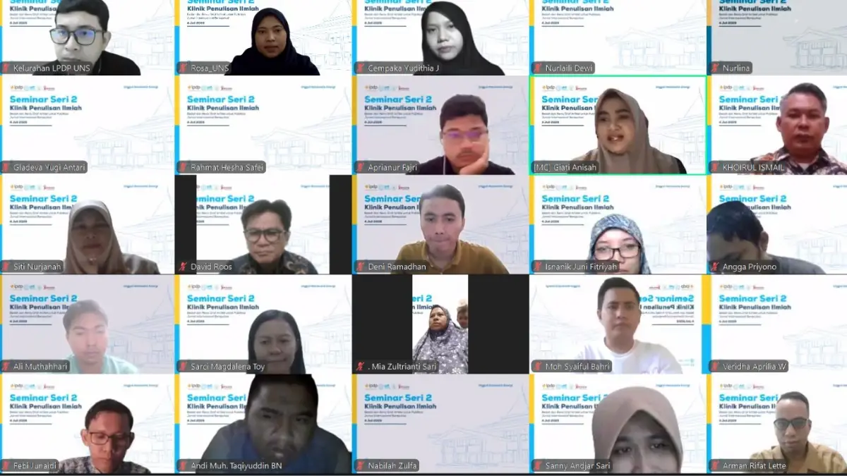 Kelurahan LPDP Universitas Sebelas Maret (UNS) saat menggelar pelatihan secara online.